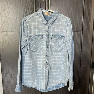 Women’s Denim Checkered Shirt- Size Large